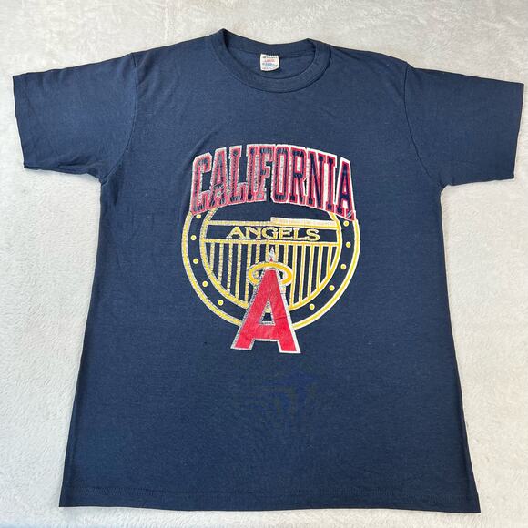 Champion vintage California Angels Baseball T-shirt size large navy blue - Picture 1 of 10